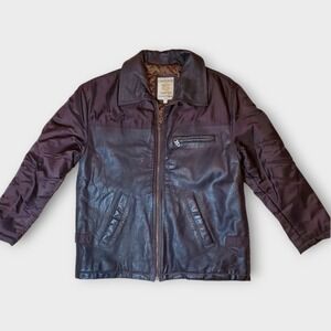 Vintage 89s 90s CHEVIGNON Kid's Size 12 Leather Nylon Jacket Fab! Junior Dept